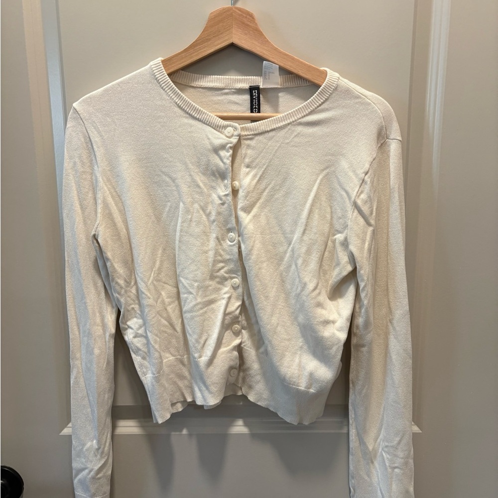H&M Cream Button-Up Cardigan